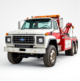 CAR-113 1987 White Ford  Tow Truck Wrecker Home Improvement Equipment  Truck Reg. 00/00 VIN # 1FDKF3719HNA07546